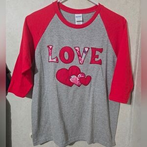 YOUTH SZ L VALENTINE'S DAY RAGLAN LOVE (size 10 / 12 )
